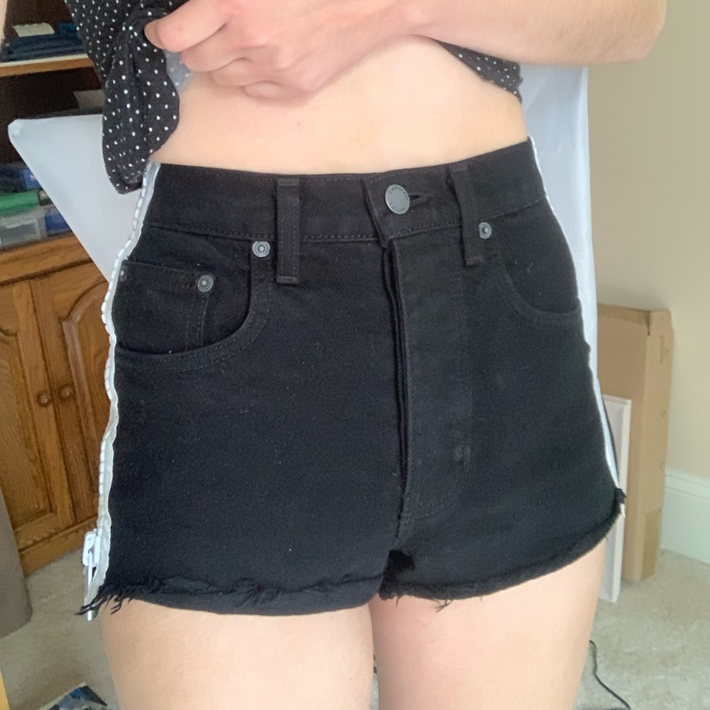 LF carmar denim zipper side shorts